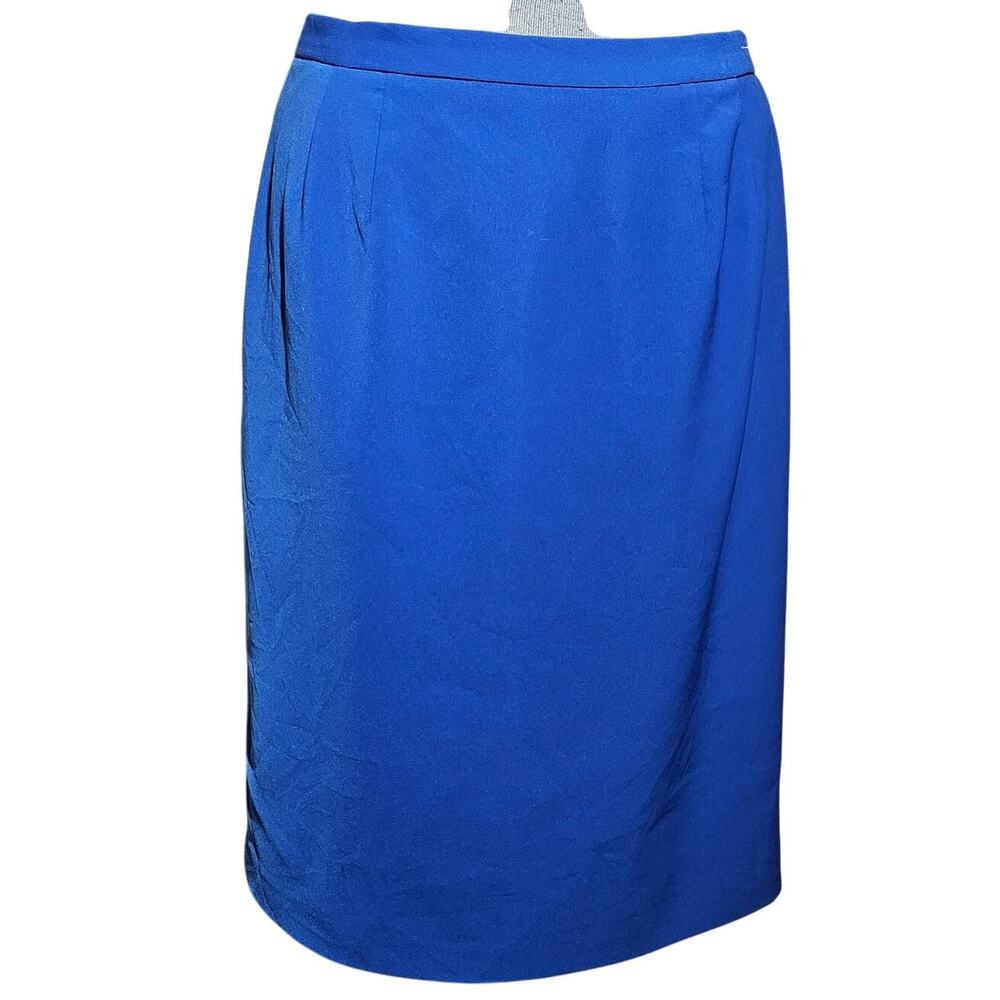 Blue Knee Length Pencil Skirt Size 10 Petite